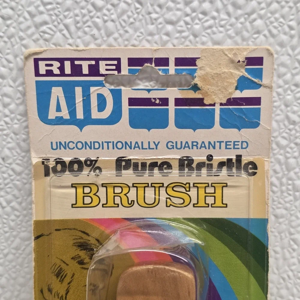 Vintage Rite Aid 100% Pure Bristle Hair Brush Wood Handle New Old Stock